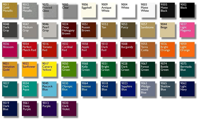 ULTRA CAST VINYL color chart 